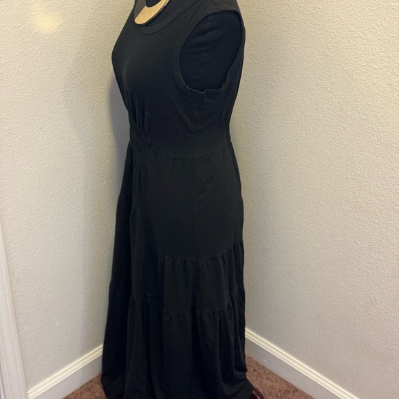 Beach Lunch Lounge Black Smocked Maxi Dress Sleeveless Stretch Size M - Picture 3 of 8